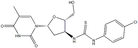 5-Methyl-3'-[[(4-chlorophenylamino)(thiocarbonyl)]amino]-2',3'-dideoxyuridine Struktur