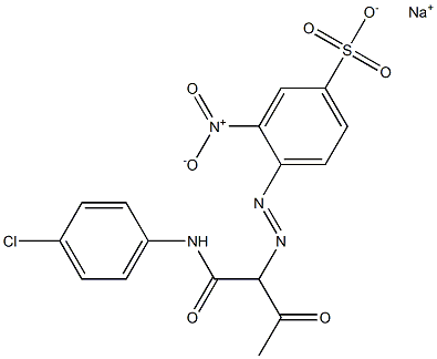 4-[1-[N-(p-Chlorophenyl)carbamoyl]-2-oxopropylazo]-3-nitrobenzenesulfonic acid sodium salt Struktur