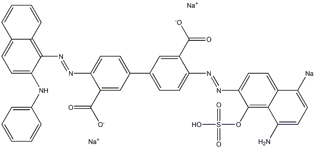 4-[(8-Amino-1-hydroxy-5-sodiosulfo-2-naphthalenyl)azo]-4'-[(2-phenylamino-1-naphthalenyl)azo]-1,1'-biphenyl-3,3'-dicarboxylic acid disodium salt Struktur