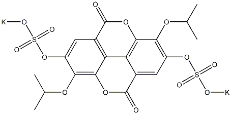 2,7-Bis(potassiooxysulfonyloxy)-3,8-diisopropoxy[1]benzopyrano[5,4,3-cde][1]benzopyran-5,10-dione Struktur