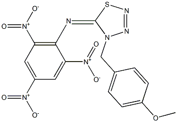 4-(4-Methoxybenzyl)-4,5-dihydro-5-(2,4,6-trinitrophenylimino)-1,2,3,4-thiatriazole Struktur