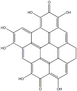 3,4-Dihydro-1,6,8,10,11,13-hexahydroxydibenzo[bc,ef]coronene-7,14-dione Struktur