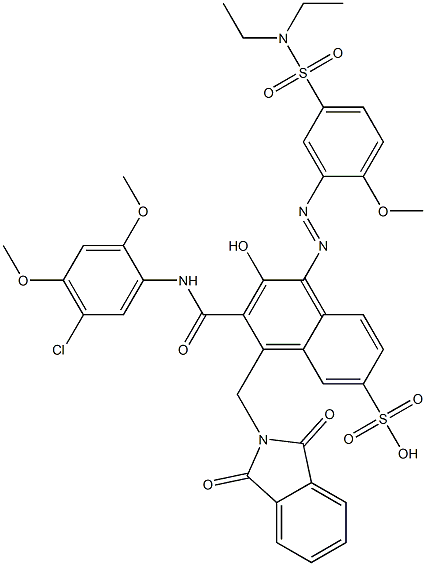 3-[(5-Chloro-2,4-dimethoxyphenyl)aminocarbonyl]-1-[5-[(diethylamino)sulfonyl]-2-methoxyphenylazo]-2-hydroxy-4-(phthalimidylmethyl)naphthalene-6-sulfonic acid Struktur