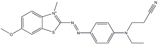 2-[p-(N-Ethyl-2-cyanoethylamino)phenylazo]-3-methyl-6-methoxybenzothiazol-3-ium Struktur