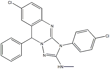 7-Chloro-3,9-dihydro-2-methylamino-3-(4-chlorophenyl)-9-phenyl[1,2,4]triazolo[5,1-b]quinazoline Struktur