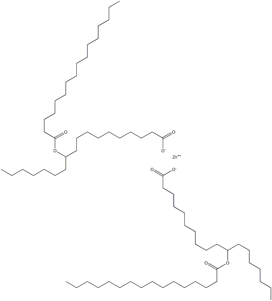 Bis(11-palmitoyloxyoctadecanoic acid)zinc salt Struktur