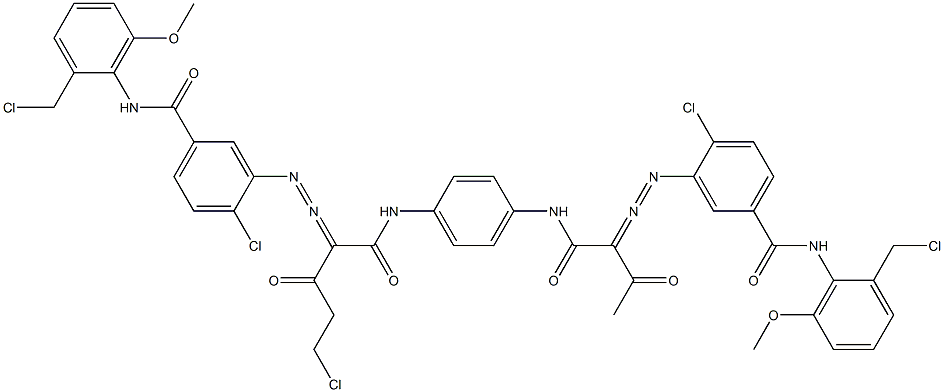 3,3'-[2-(Chloromethyl)-1,4-phenylenebis[iminocarbonyl(acetylmethylene)azo]]bis[N-[2-(chloromethyl)-6-methoxyphenyl]-4-chlorobenzamide] Struktur