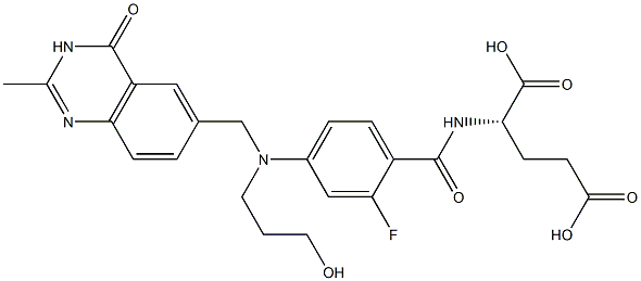 (2S)-2-[2-Fluoro-4-[N-[(3,4-dihydro-2-methyl-4-oxoquinazolin)-6-ylmethyl]-N-(3-hydroxypropyl)amino]benzoylamino]glutaric acid Struktur