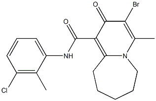 N-(2-Methyl-3-chlorophenyl)-3-bromo-4-methyl-2-oxo-2,6,7,8,9,10-hexahydropyrido[1,2-a]azepine-1-carboxamide Struktur