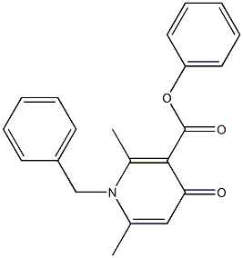 1-Benzyl-1,4-dihydro-2,6-dimethyl-4-oxopyridine-3-carboxylic acid phenyl ester Struktur