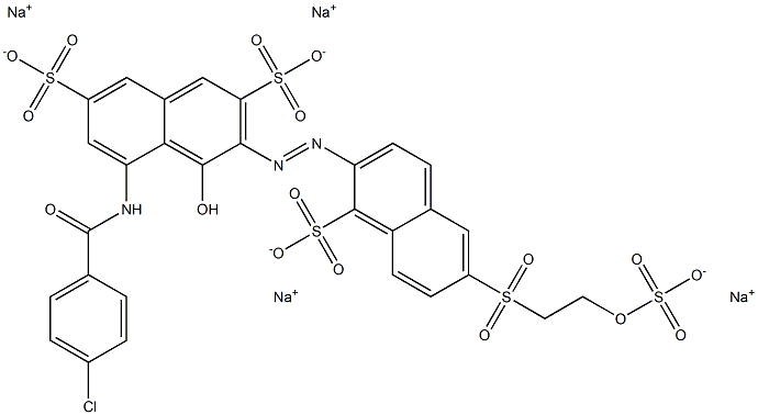 5-(4-Chlorobenzoylamino)-4-hydroxy-3-[6-[2-(sulfooxy)ethylsulfonyl]-1-sulfo-2-naphtylazo]-2,7-naphthalenedisulfonic acid tetrasodium salt Struktur