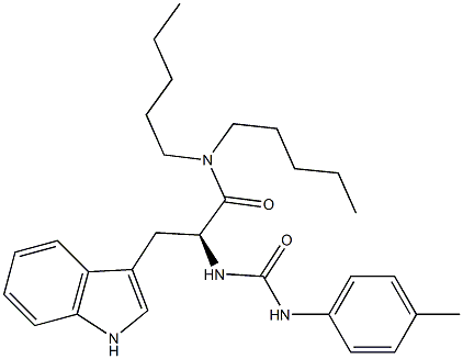 (S)-2-[3-(4-Methylphenyl)ureido]-3-(1H-indol-3-yl)-N,N-dipentylpropanamide Struktur