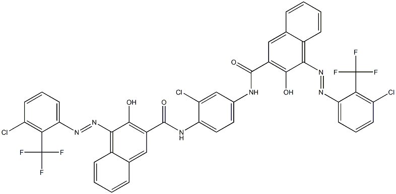 1,4-Bis[1-[[3-chloro-2-(trifluoromethyl)phenyl]azo]-2-hydroxy-3-naphthoylamino]-2-chlorobenzene Struktur