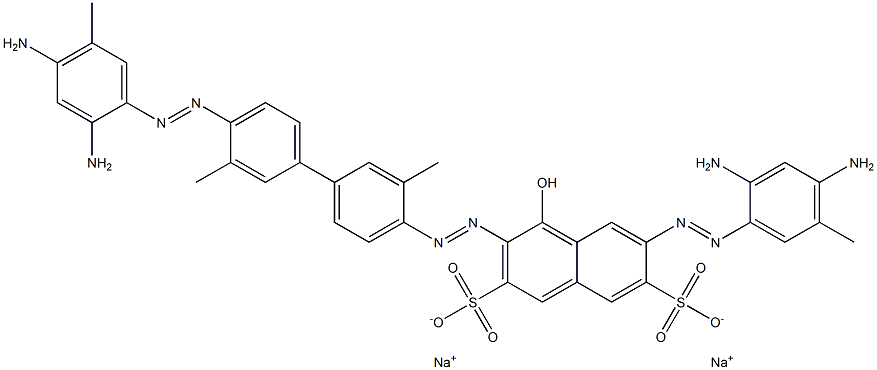 6-[(2,4-Diamino-5-methylphenyl)azo]-3-[[4'-[(2,4-diamino-5-methylphenyl)azo]-3,3'-dimethyl-1,1'-biphenyl-4-yl]azo]-4-hydroxynaphthalene-2,7-disulfonic acid disodium salt Struktur