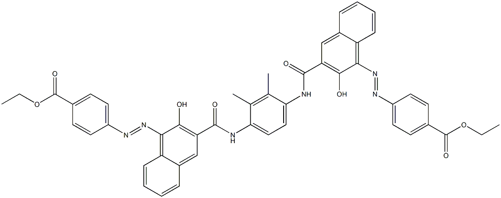 1,4-Bis[1-[[4-(ethoxycarbonyl)phenyl]azo]-2-hydroxy-3-naphthoylamino]-2,3-dimethylbenzene Struktur