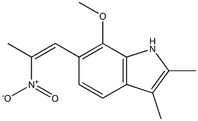 7-Methoxy-2,3-dimethyl-6-(2-nitro-1-propenyl)-1H-indole Struktur