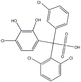 (3-Chlorophenyl)(2,6-dichlorophenyl)(4-chloro-2,3-dihydroxyphenyl)methanesulfonic acid Struktur