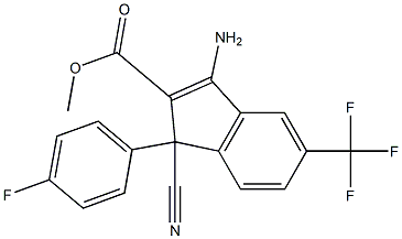 3-Amino-1-cyano-5-trifluoromethyl-1-(4-fluorophenyl)-1H-indene-2-carboxylic acid methyl ester Struktur