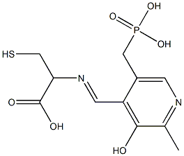 3-Mercapto-2-[[5-(phosphonomethyl)-2-methyl-3-hydroxypyridin-4-yl]methyleneamino]propionic acid Struktur