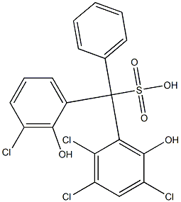 (3-Chloro-2-hydroxyphenyl)(2,3,5-trichloro-6-hydroxyphenyl)phenylmethanesulfonic acid Struktur