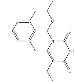 1-(Ethoxymethyl)-6-(3,5-dimethylbenzyl)-5-ethylpyrimidine-2,4(1H,3H)-dione Struktur