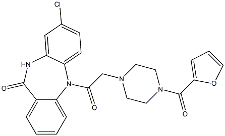 8-Chloro-5-[[4-[(furan-2-yl)carbonyl]piperazin-1-yl]acetyl]-5,10-dihydro-11H-dibenzo[b,e][1,4]diazepin-11-one Struktur