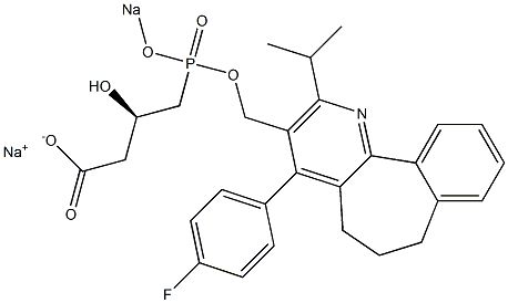 (3R)-4-[[[4-(4-Fluorophenyl)-6,7-dihydro-2-isopropyl-5H-benzo[6,7]cyclohepta[1,2-b]pyridin]-3-ylmethoxy]sodiooxyphosphinyl]-3-hydroxybutyric acid sodium salt Struktur