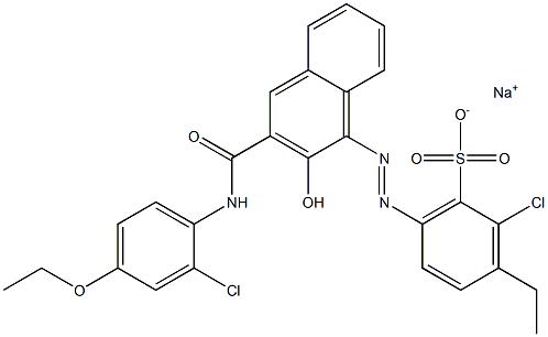 2-Chloro-3-ethyl-6-[[3-[[(2-chloro-4-ethoxyphenyl)amino]carbonyl]-2-hydroxy-1-naphtyl]azo]benzenesulfonic acid sodium salt Struktur