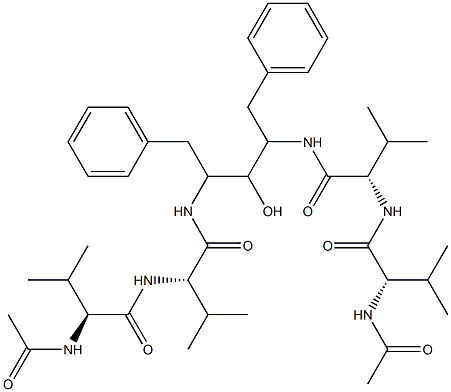 N,N'-[(1S,3S)-1,3-Dibenzyl-2-hydroxy-1,3-propanediyl]bis[(2S)-2-[[(2S)-2-(acetylamino)-1-oxo-3-methylbutyl]amino]-3-methylbutyramide] Struktur