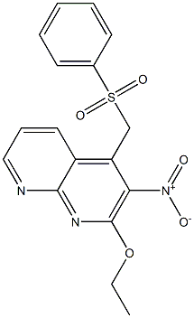 2-Ethoxy-3-nitro-4-[(phenylsulfonyl)methyl]-1,8-naphthyridine Struktur