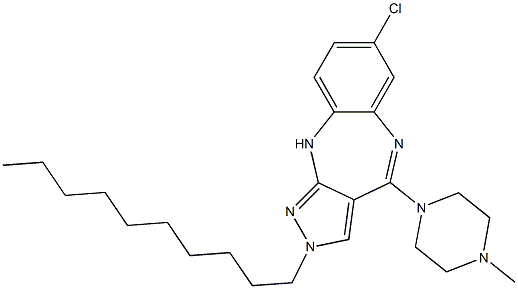 2-Decyl-4-(4-methylpiperazin-1-yl)-7-chloro-2,10-dihydropyrazolo[3,4-b][1,5]benzodiazepine Struktur