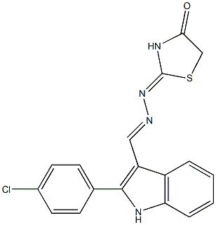 2-(4-Chlorophenyl)-1H-indole-3-carbaldehyde (4-oxothiazolidin-2-ylidene)hydrazone Struktur