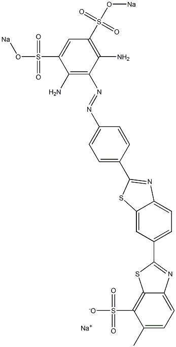 2-[2-[4-[[2,6-Diamino-3,5-bis(sodiosulfo)phenyl]azo]phenyl]-6-benzothiazolyl]-6-methylbenzothiazole-7-sulfonic acid sodium salt Struktur