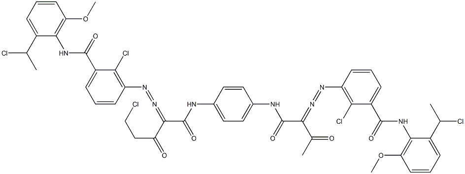 3,3'-[2-(Chloromethyl)-1,4-phenylenebis[iminocarbonyl(acetylmethylene)azo]]bis[N-[2-(1-chloroethyl)-6-methoxyphenyl]-2-chlorobenzamide] Struktur