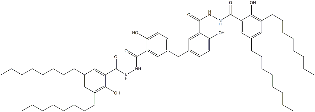 5,5'-Methylenebis[2-hydroxy-N'-(2-hydroxy-3,5-dioctylbenzoyl)benzenecarbohydrazide] Struktur