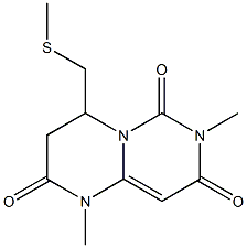 1,3,4,6,7,8-Hexahydro-1,7-dimethyl-4-methylthiomethyl-2H-pyrimido[1,6-a]pyrimidine-2,6,8-trione Struktur