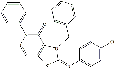 2-(4-Chlorophenylimino)-3-benzyl-5-phenylthiazolo[4,5-d]pyridazin-4(5H)-one Struktur