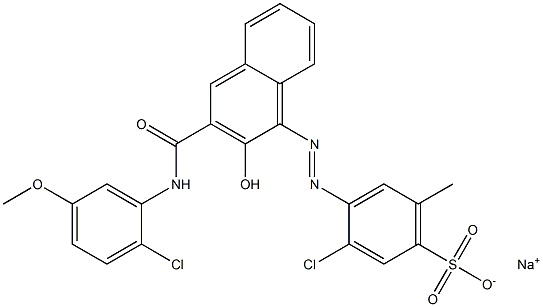 3-Chloro-6-methyl-4-[[3-[[(2-chloro-5-methoxyphenyl)amino]carbonyl]-2-hydroxy-1-naphtyl]azo]benzenesulfonic acid sodium salt Struktur