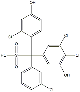 (3-Chlorophenyl)(2-chloro-4-hydroxyphenyl)(3,4-dichloro-5-hydroxyphenyl)methanesulfonic acid Struktur