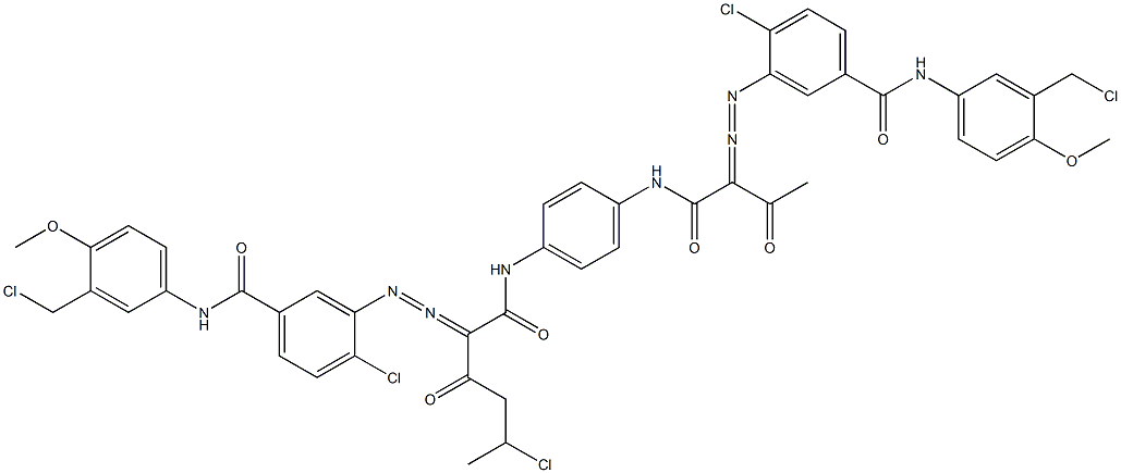 3,3'-[2-(1-Chloroethyl)-1,4-phenylenebis[iminocarbonyl(acetylmethylene)azo]]bis[N-[3-(chloromethyl)-4-methoxyphenyl]-4-chlorobenzamide] Struktur