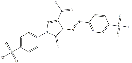 1-(4-Sulfonatophenyl)-4-(4-sulfonatophenylazo)-5-oxo-2-pyrazoline-3-carboxylic acid anion Struktur