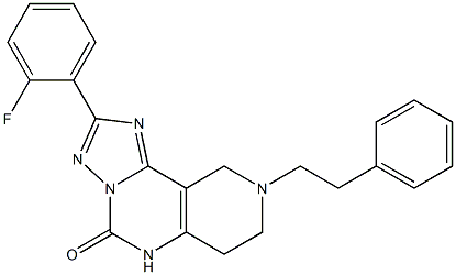 2-(2-Fluorophenyl)-6,7,8,9-tetrahydro-8-(2-phenylethyl)-1,3,3a,5,8-pentaaza-3aH-benz[e]inden-4(5H)-one Struktur