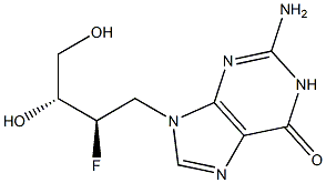 2-Amino-9-[(2R,3R)-2-fluoro-3,4-dihydroxybutyl]-1,9-dihydro-6H-purin-6-one Struktur