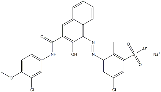 3-Chloro-6-methyl-5-[[3-[[(3-chloro-4-methoxyphenyl)amino]carbonyl]-2-hydroxy-1-naphtyl]azo]benzenesulfonic acid sodium salt Struktur