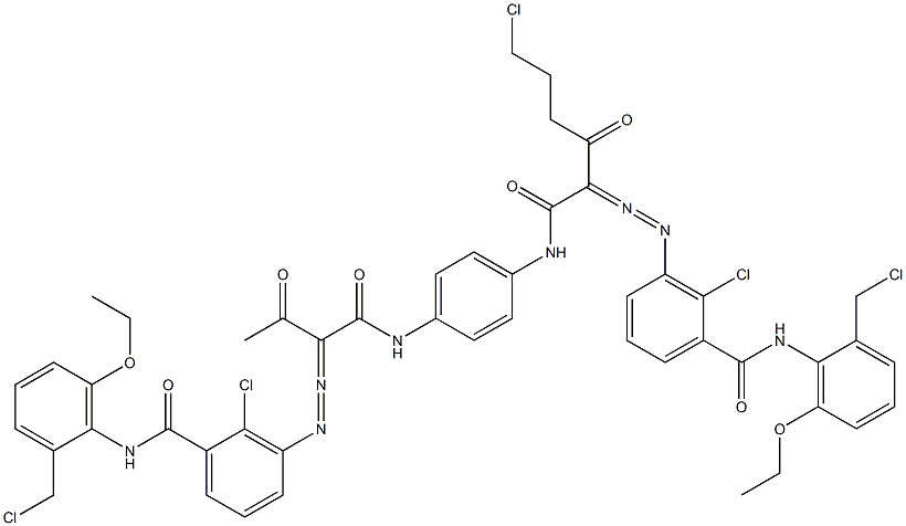 3,3'-[2-(2-Chloroethyl)-1,4-phenylenebis[iminocarbonyl(acetylmethylene)azo]]bis[N-[2-(chloromethyl)-6-ethoxyphenyl]-2-chlorobenzamide] Struktur