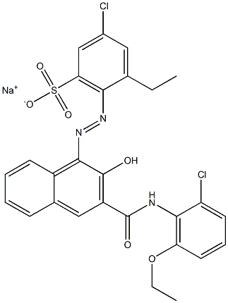 3-Chloro-5-ethyl-6-[[3-[[(2-chloro-6-ethoxyphenyl)amino]carbonyl]-2-hydroxy-1-naphtyl]azo]benzenesulfonic acid sodium salt Struktur