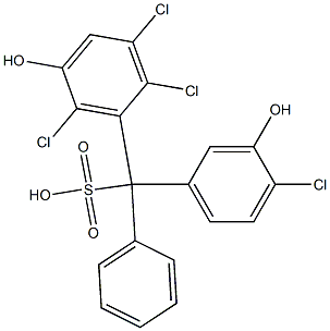 (4-Chloro-3-hydroxyphenyl)(2,3,6-trichloro-5-hydroxyphenyl)phenylmethanesulfonic acid Struktur