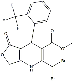 4-[2-(Trifluoromethyl)phenyl]-2-dibromomethyl-1,4,5,7-tetrahydro-5-oxofuro[3,4-b]pyridine-3-carboxylic acid methyl ester Struktur