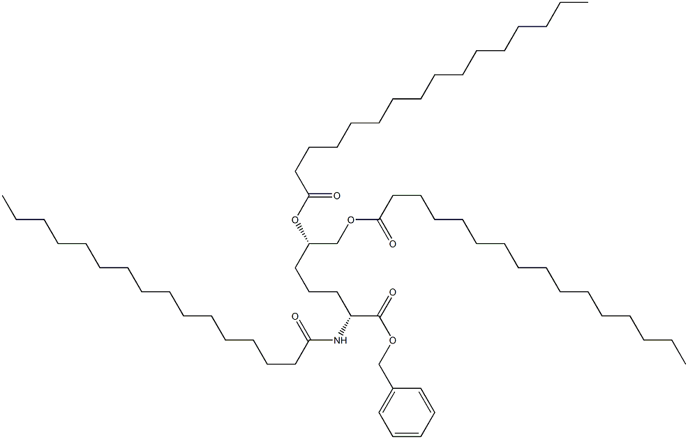 (2R,6S)-2-Palmitoylamino-6,7-di(palmitoyloxy)heptanoic acid benzyl ester Struktur