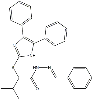 2-Isopropyl-N'-[benzylidene]-2-[(4,5-diphenyl-1H-imidazol-2-yl)thio]acetohydrazide Struktur